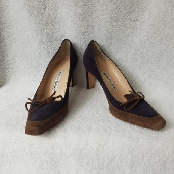 Manolo Blahnik two tone suede heels - Picture 1 of 5